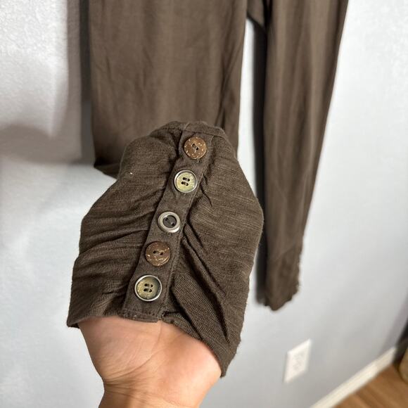 Neon Buddha Brown Tie Waist Hooded Long Vest Set Size Small - Picture 8 of 10